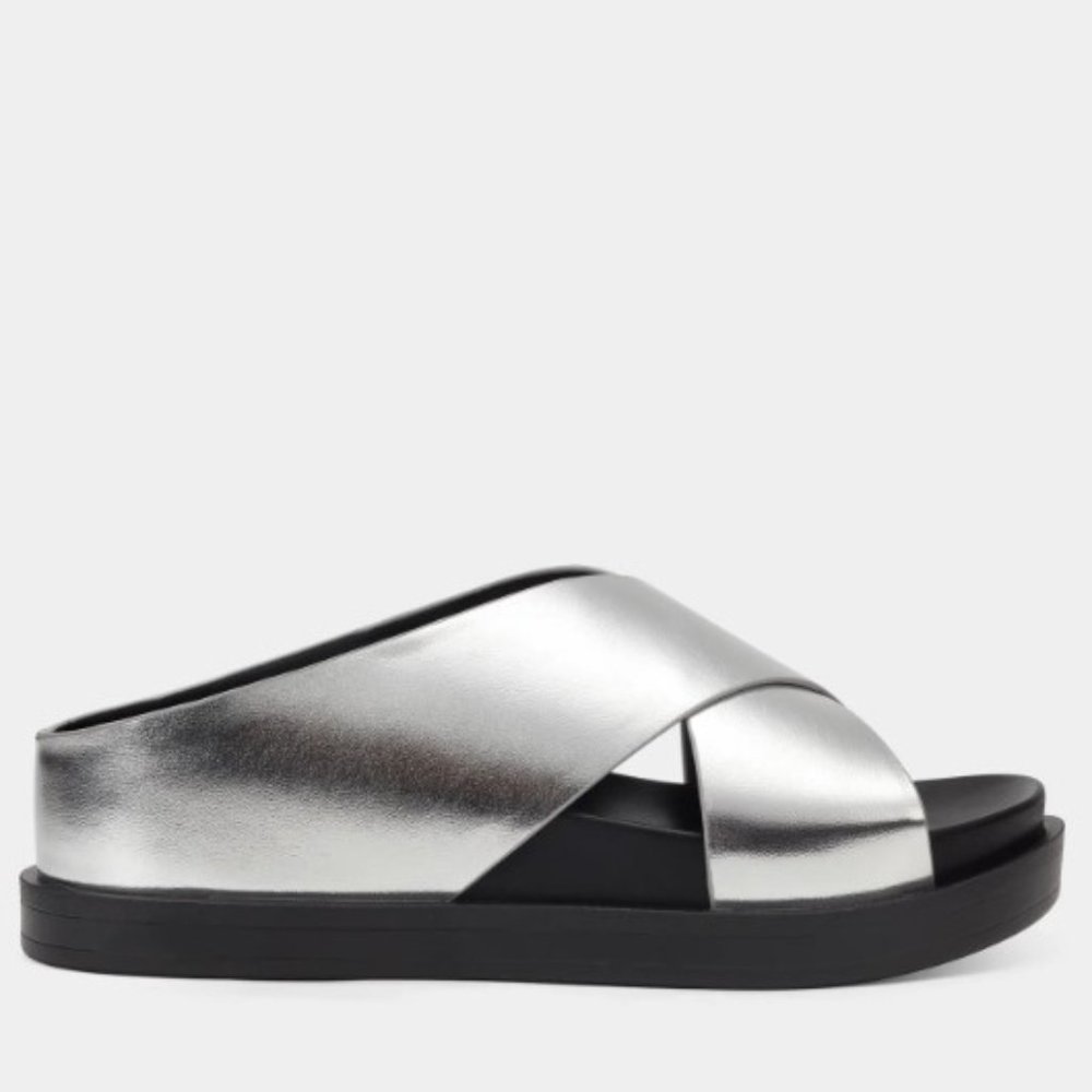 NEW! Aerosoles Brianna Slip In Platform Sandal in Metallic Silver - Size 9.5M